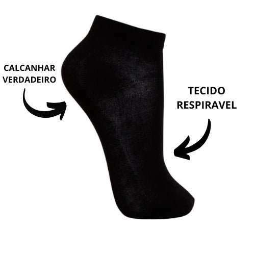 Par de Meias Pretas Soquete Cano Curto Unissex